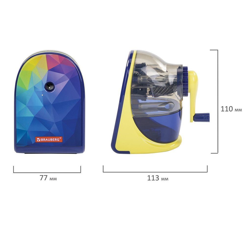 Точилка механическая BRAUBERG "MULTICOLOR" корпус с печатью (2 штуки в упаковке)