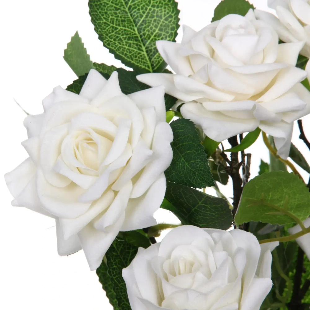 Цветочная композиция «Розовый куст» 43см в горшке, цвет белый