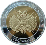 Боливия жетон медаль 2010 Восстание Кочабамба 14 сентября 1810 Франциско де Риверо СЕРЕБРО