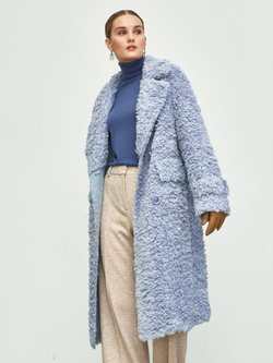 Премиальная шуба чебурашка Люкс эко-мех, голубая, SilverFox