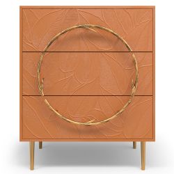Комод Арт Колор leaves Стайл Голд с 3 ящиками Томленый оранжевый