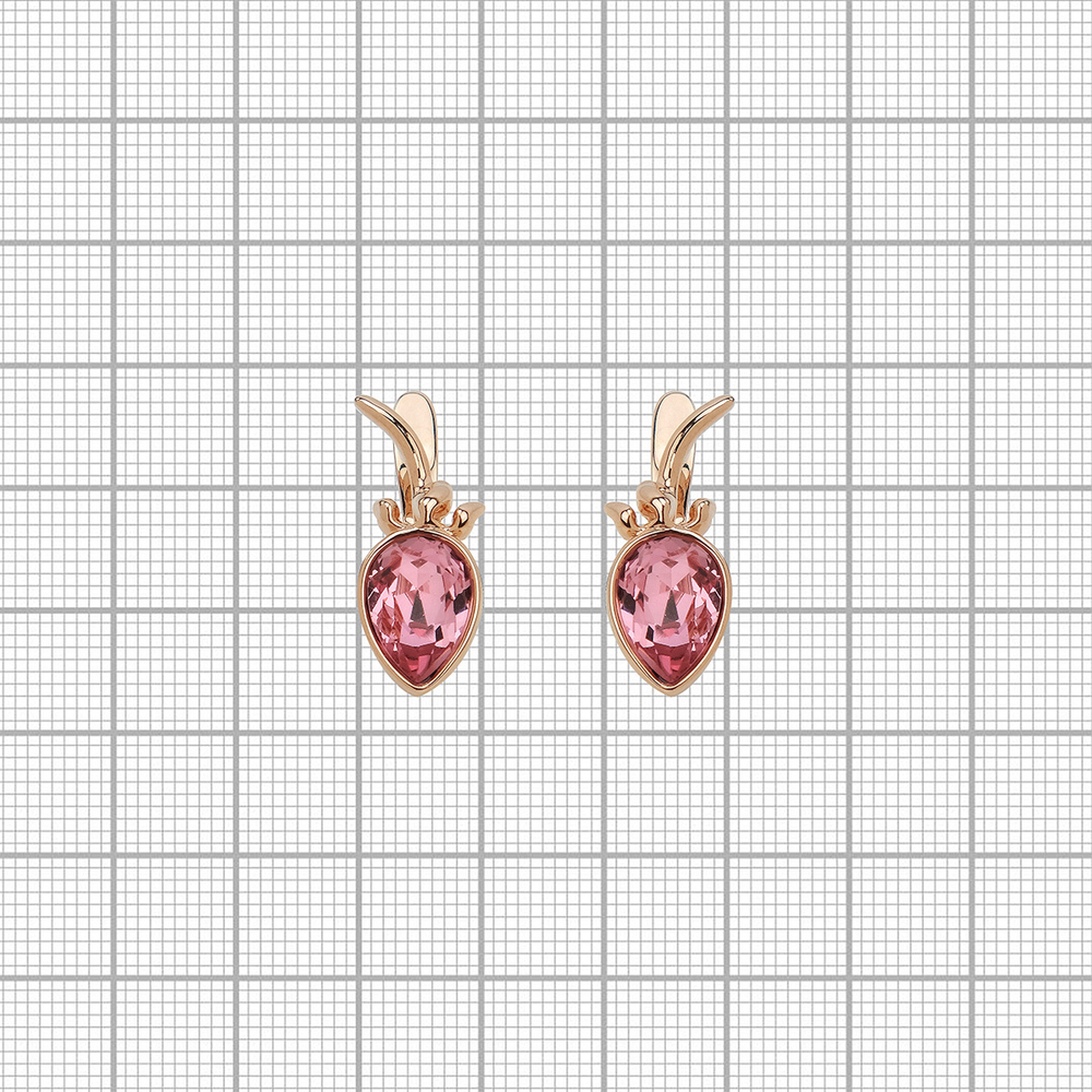 "Аннона" серьги в золотом  покрытии из коллекции "Плод страсти" от Jenavi с английским замком