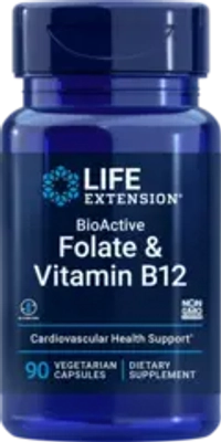 BioActive Folate & Vitamin B12 90 капсул Life Extension