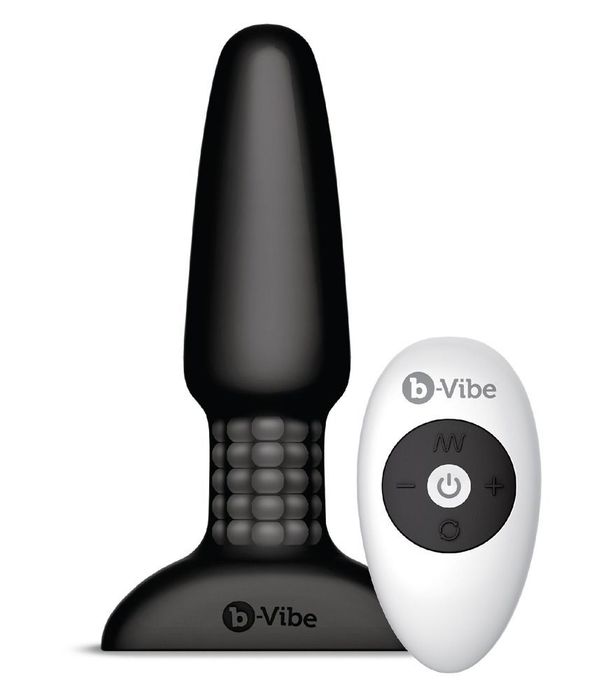 Чёрная вибровтулка с ротацией шариков RIMMING REMOTE CONTROL PLUG BLACK - 15,2 см.