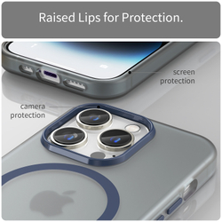 Мягкий чехол темно-синего цвета с поддержкой MagSafe для iPhone 14 Pro Max, серия Frosted Magnetic
