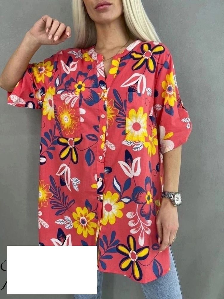Женская Рубашка 5005 &quot;Крупные Цветы&quot; №3