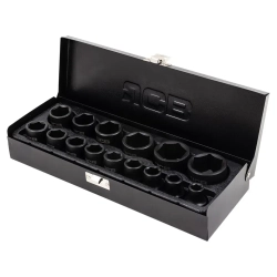 Набор головок ударных, 15пр. 1/2''6гр.(10,12,13,14,15,16,17,18,19,21,22,24,27,30,32мм),в метал. Кейсе JCB JCB-4159-5MPB