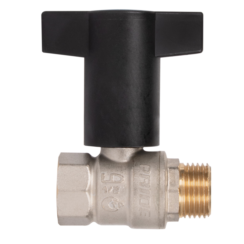 Кран шаровой латунный LD Pride47.15.В-Н.ТРДу15Ру40,вн-нр,Т-рук(Red+Blue)