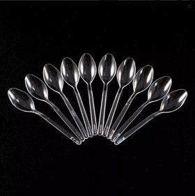 Набор мини-ложек пластиковых 10см, прозрачные 10 шт.