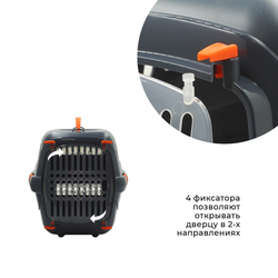 Клиппер-переноска ZOOSET с прозрачной дверцей и ремнем - М (48х32х32 см) - серый/оранжевый