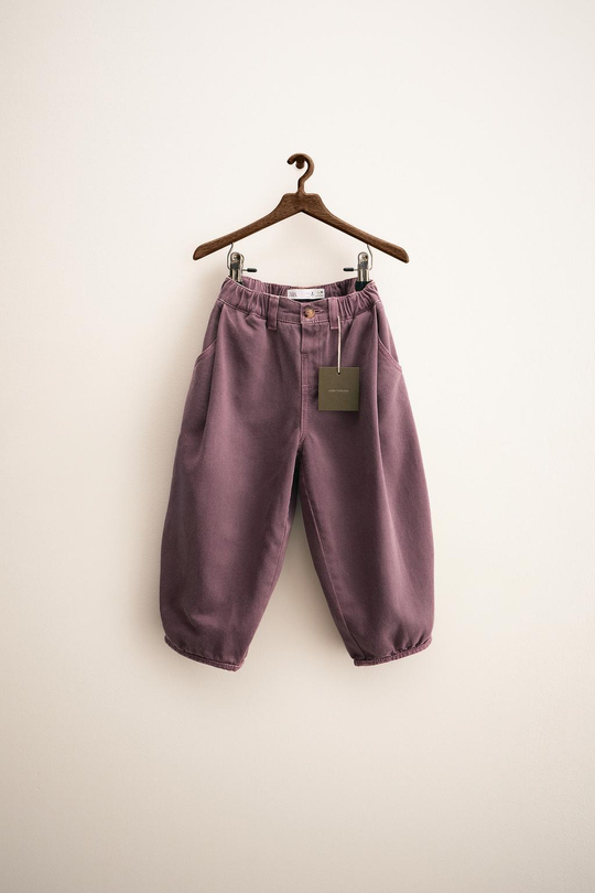 ZARA ZARA TIMELESS - БРЮКИ-БАЛЛОНЫ ИЗ ТВИЛА, СВЕТЛО-БОРДОВЫЙ