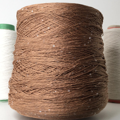 PAILLUX - D&C yarns; 96% хлопок, 4% прозрачные пайетки;  560м/100гр; цвет: нить - орех (светло-коричневый), пайетки - прозрачные