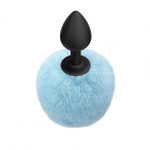 Анальная пробка с хвостом Emotions Fluffy Blue (Цвет: черный с синим)
