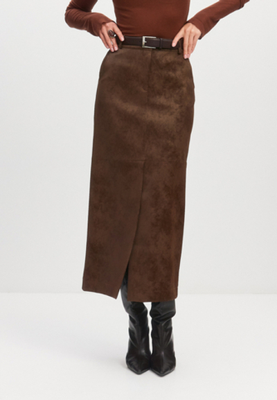 Фактурная юбка миди из экокожи предзаказ