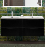 Тумба с раковиной подвесная BelBagno MARINO-CER-N-1200-4C-SO-NL-P Nero Lucido, раковина белая BB-8099-120-2 с 2-я чашами