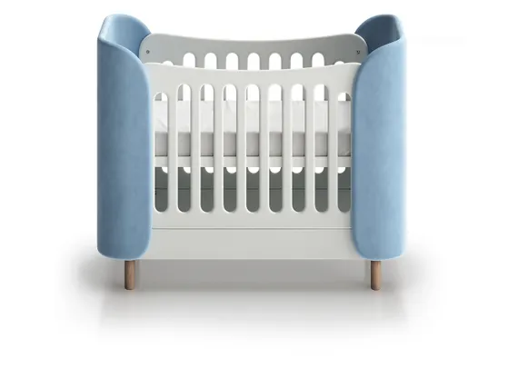 Кроватка KIDI Soft mini cпальное место 60*120 см (голубой)