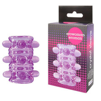 Открытая фиолетовая насадка 5,5см на пенис Bior Toys Erowoman-Eroman Crystal Sleeve EE-10085-1