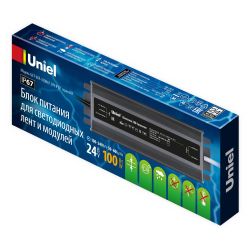 UET-VAF-100B67 24V IP67 Блок питания ультратонкий. 100Вт. Металлический корпус. TM Uniel