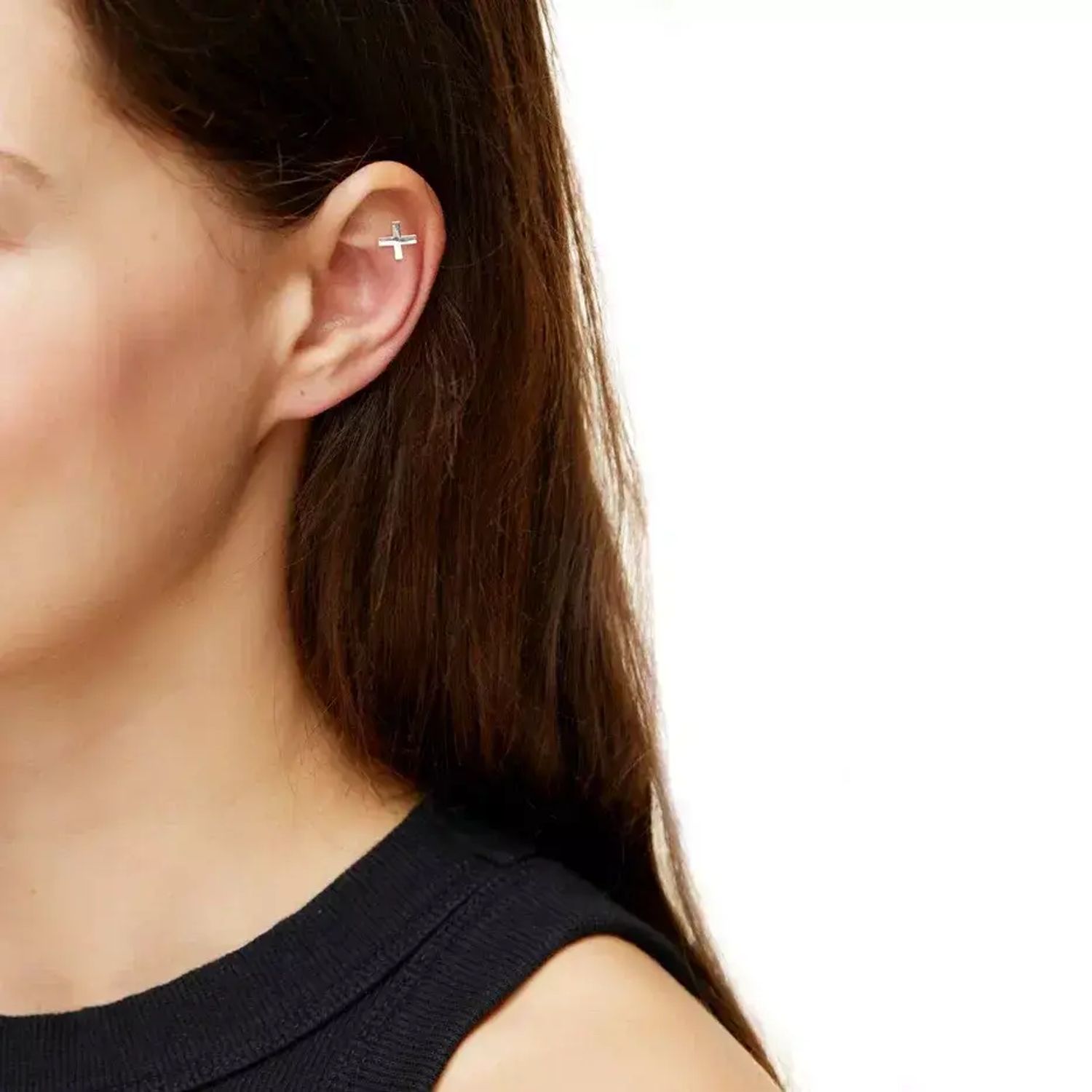 Лабрет Plain Cross Stud Earring