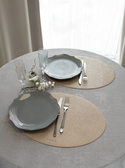 Набор салфеток серв. 2шт DeNASTIA Глиттер ПВХ 45х32 овал золотой