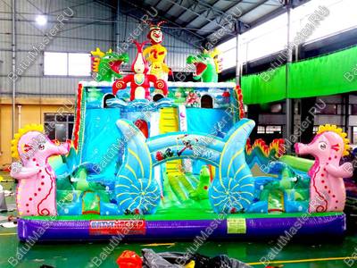 Коммерческий надувной батут "Морские животные" 15*8*7 м