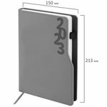 Ежедневник датированный 2023 А5 150x213 мм BRAUBERG "Up", под кожу софт-тач, серый, 114088