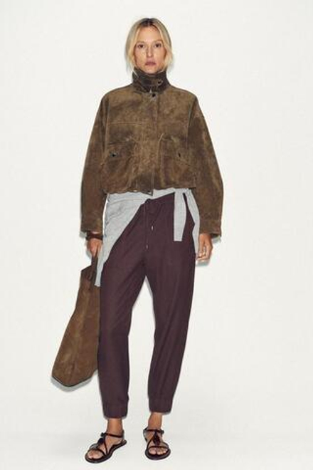 ZARA БРЮКИ С МАНЖЕТАМИ, БУРГУНДИ