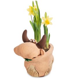 ZLC- 39 Кашпо керамическое «Бык с травой»