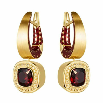 Серьги c Гранатом и жёлтыми Сапфирами, Эмаль, E0176-52/16
