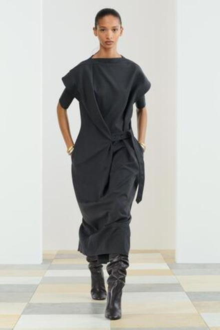 ZARA ПЛАТЬЕ МИДИ С КОРОТКИМИ РУКАВАМИ, СЕРЫЙ