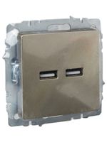 BRITE Розетка USB A+A 5В 3,1А РЮ10-1-БрШ шампань IEK