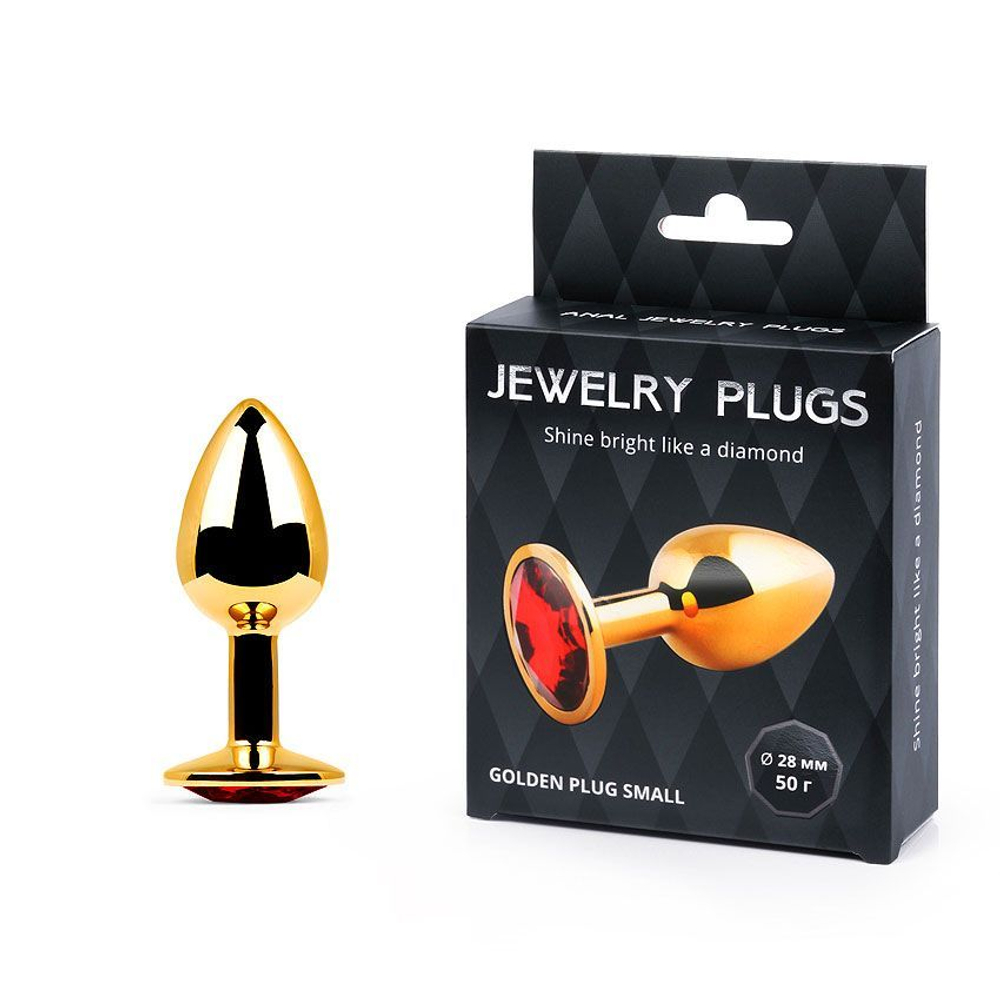Golden plug small (втулка анальная) цвет кристалла красный, l 72 мм, d 28 мм, вес 50г, арт. gs-16