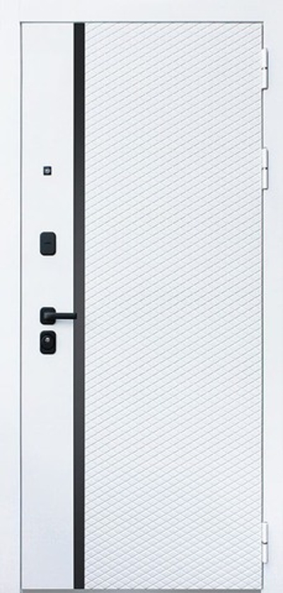 Входная дверь в квартиру Белая с зеркалом - 1061