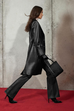 ZARA X LUDOVIC DE SAINT SERNIN КОЖАНОЕ ПАЛЬТО С ПОДКЛАДКОЙ, ЧЕРНЫЙ