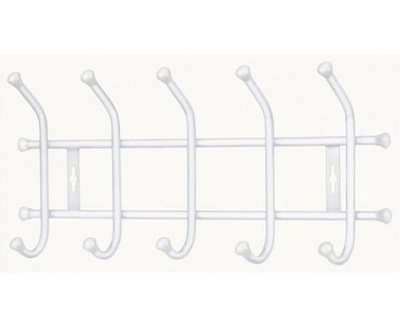 Вешалка настенная 5 крючков Д49,5хШ21,5хВ8,5см металл, матовый белый ВНТ5/МБ Nika