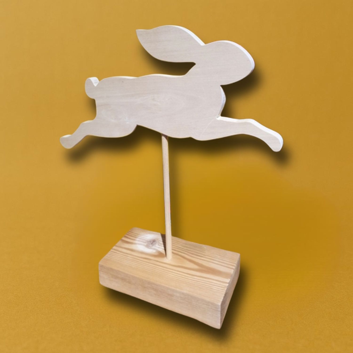 заяц в прыжке на подставке , сосна 40*17см -заяц с подставкой 45см