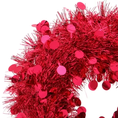 Венок декоративный TINSEL «Изящный блеск» 38 см, Красный