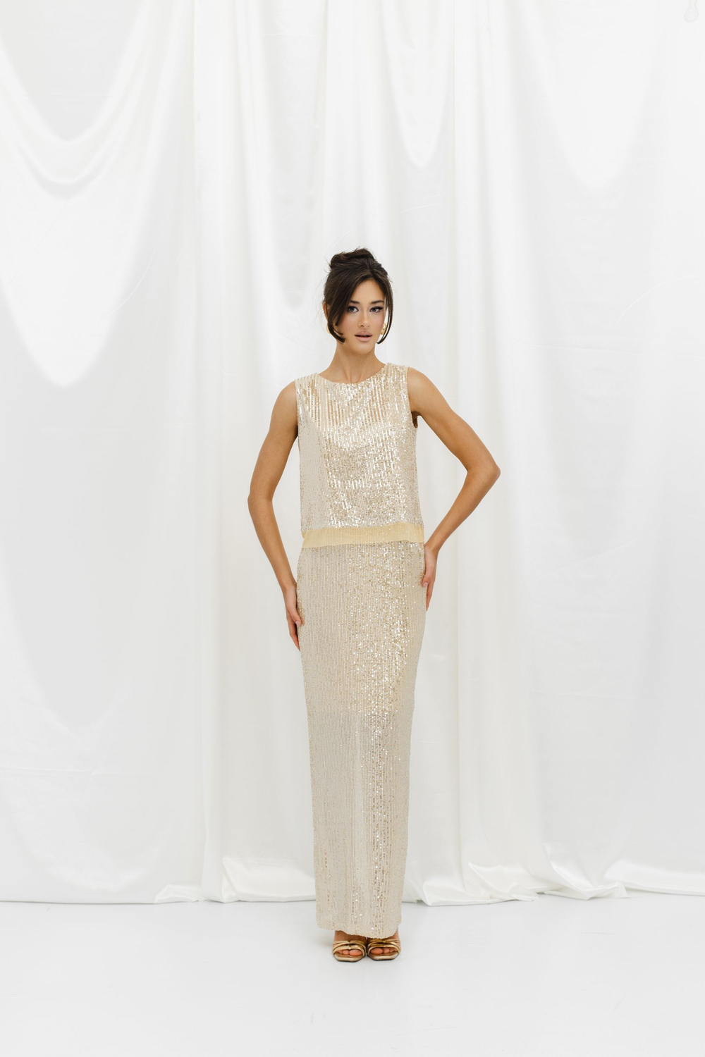 Блуза-топ из пайеток удлиненный