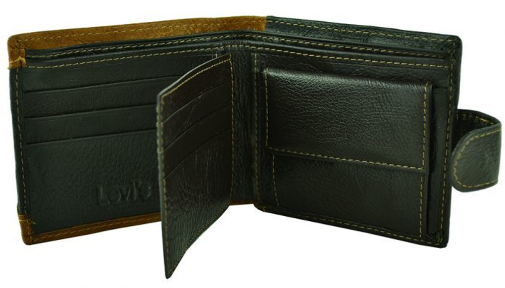 Кошелёк-портмоне коричневый кожаный мужской молодёжный Levi`s 18014