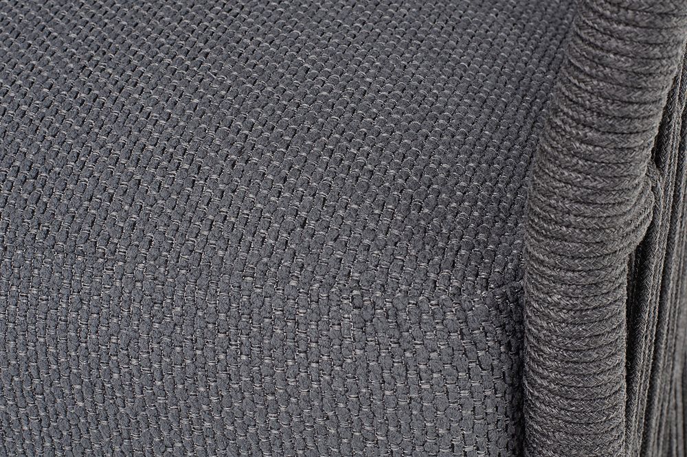 "Лугано" диван 3-местный плетеный из роупа, каркас алюминий темно-серый (RAL7024) муар, роуп темно-серый круглый, ткань темно-серая YB25-0027