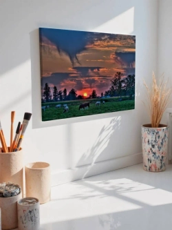 Картина на стену 40 X 50 Закат коровы