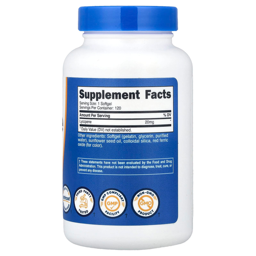 Nutricost, ликопин, 20 мг, 120 капсул