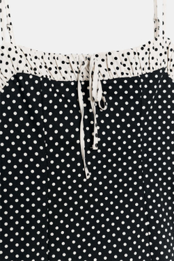 ZARA МИНИ-ПЛАТЬЕ В ГОРОШЕК, ЧЕРНЫЙ/БЕЛЫЙ