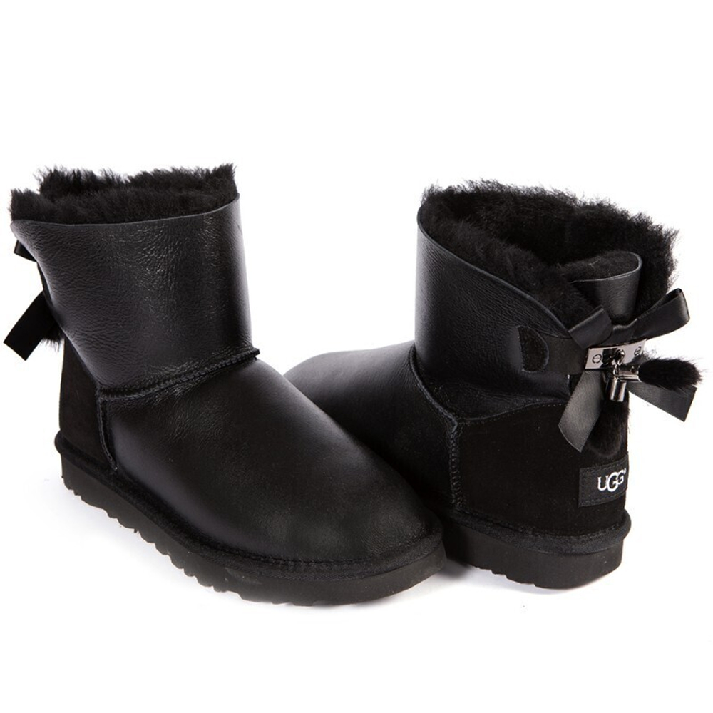 Угги Mini Bailey Bow Fur Brush Metallic Boot Black