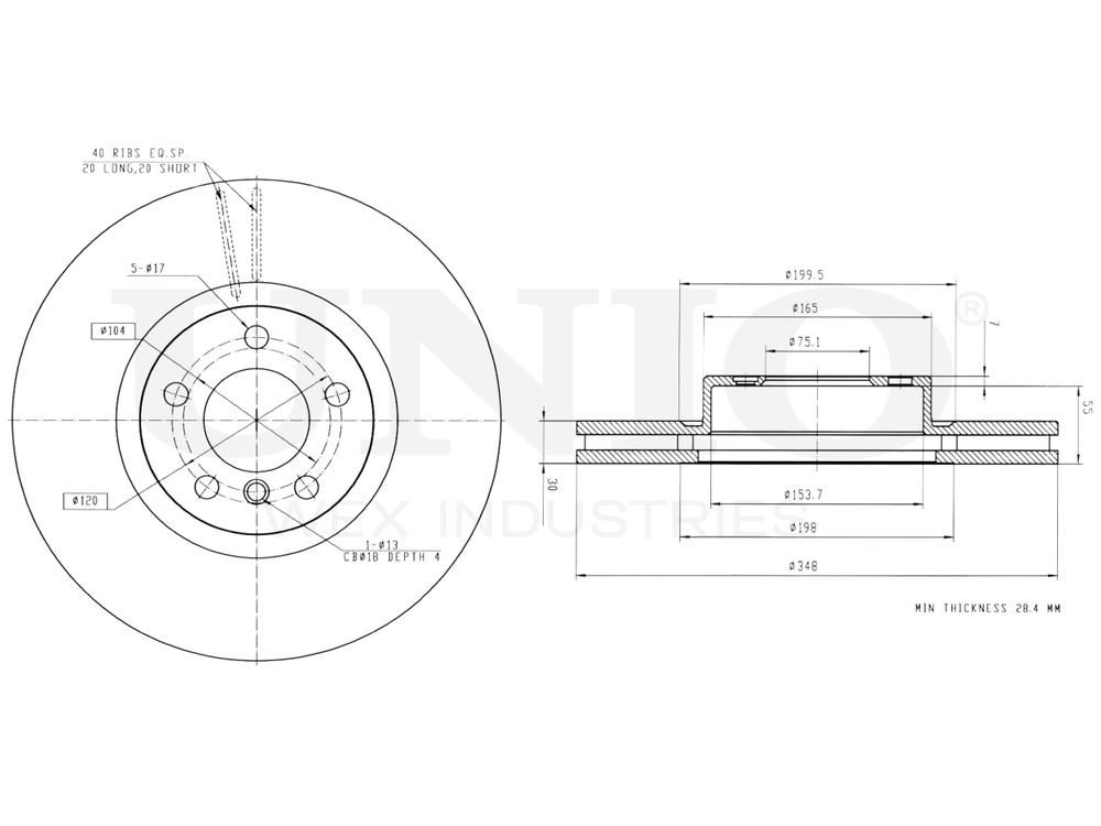 Диск тормозной передний UNIO BRD-20254