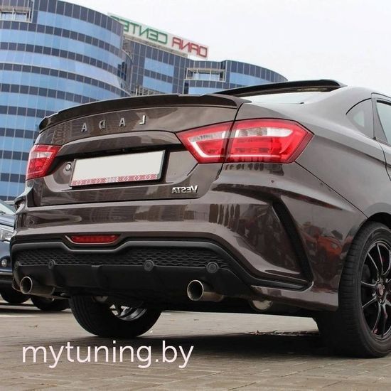 Задний бампер XMUG под раздвоенный выхлоп для Lada Vesta \ Vesta SW