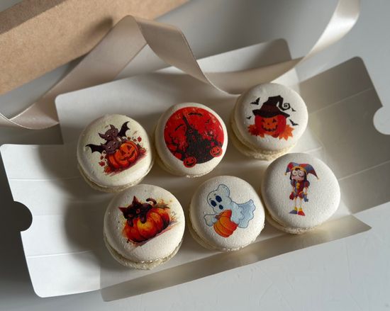 Набор макаронс с фотопечатью на Halloween / 6 шт