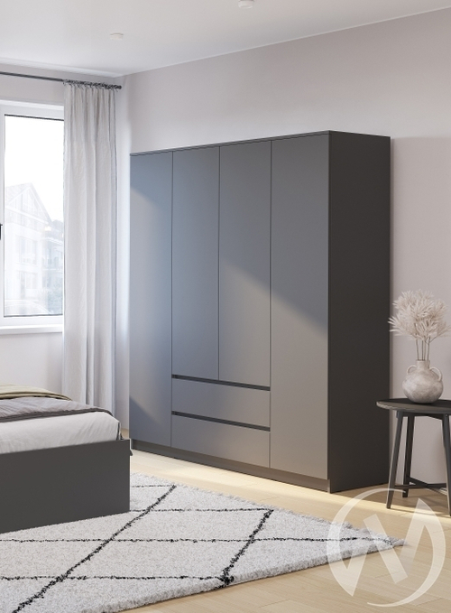 Шкаф 4-х створчатый с антресолью ШК-13 МС Симпл (графит)