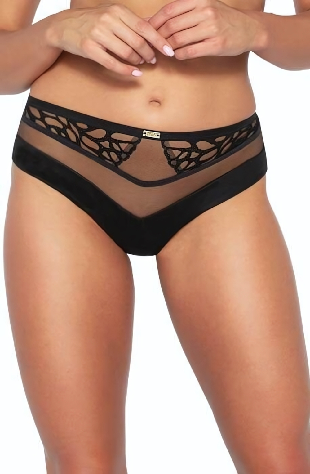 Трусики-бразилиана с вышивкой (Размер: XXL) (Цвет: черный)