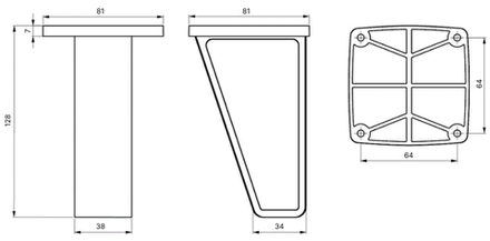 Опора пластиковая L-130, нерегулируемая, чёрная